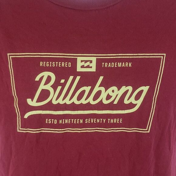 Billabong Men's Medium Burgundy Logo T-Shirt - Picture 2 of 7
